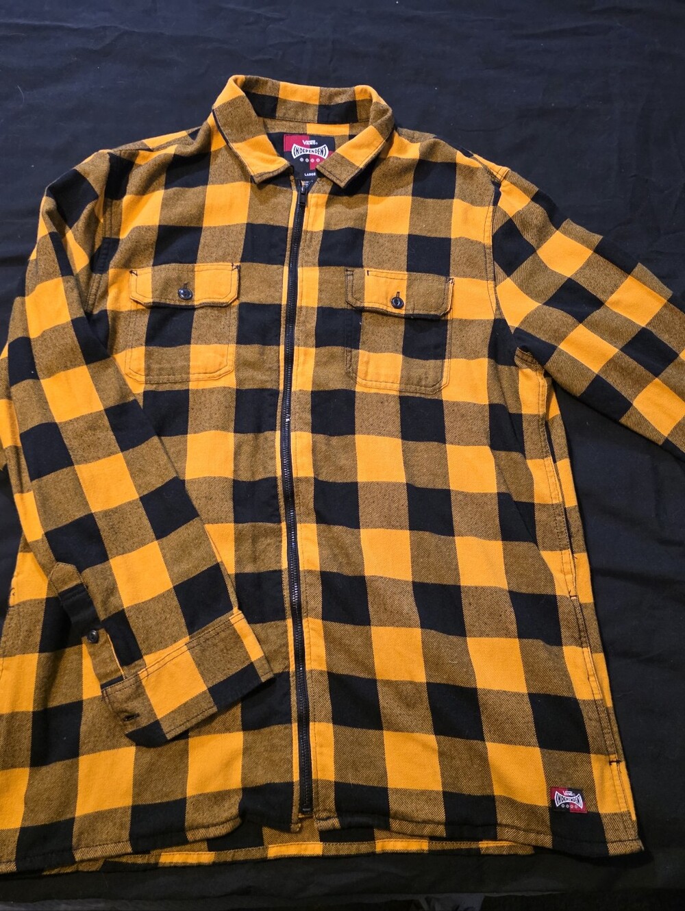 Vans Independent Yellow and Black Flannel Mens Large